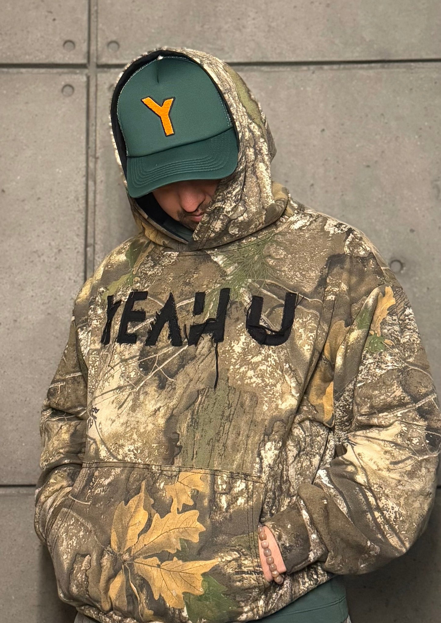 Black Hunter distressed camo hoodie